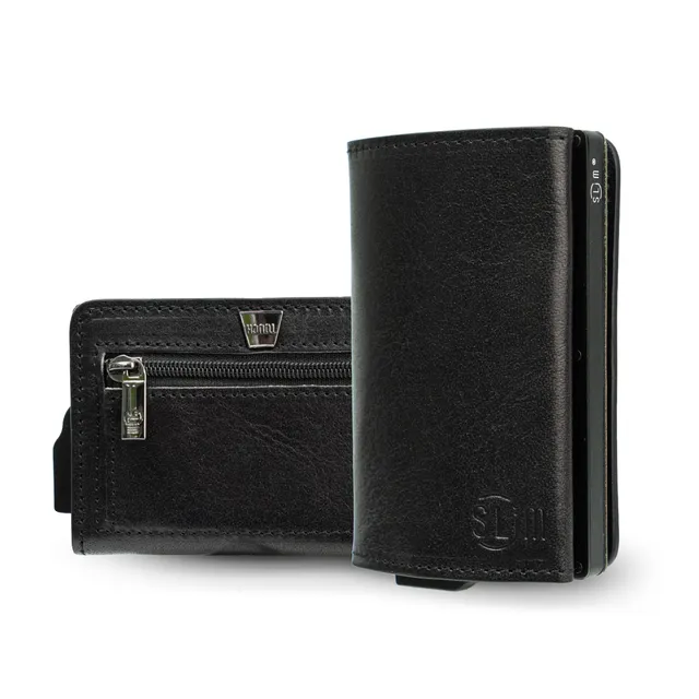 SLim Touch Concia Vegetale Nero portafoglio 10,5x7 RFID