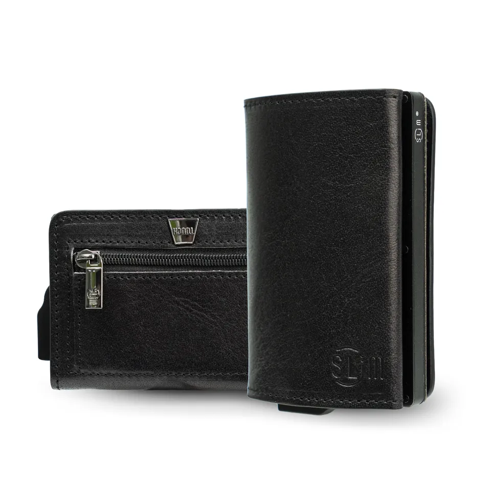 SLim Touch Concia Vegetale Nero portafoglio 10,5x7 RFID