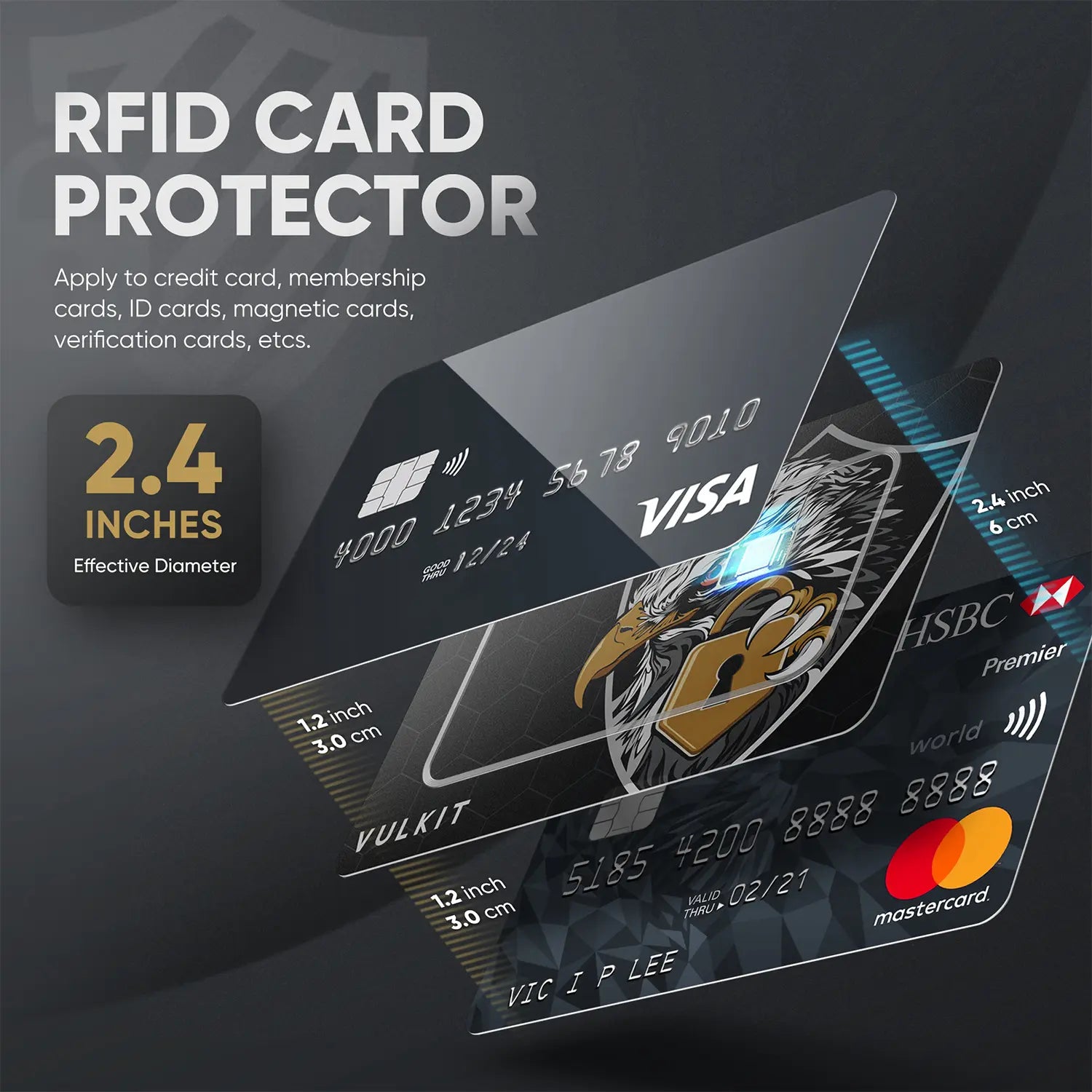VULKIT Card Protector VCP104 carta schermante RFID 2 pezzi aquila