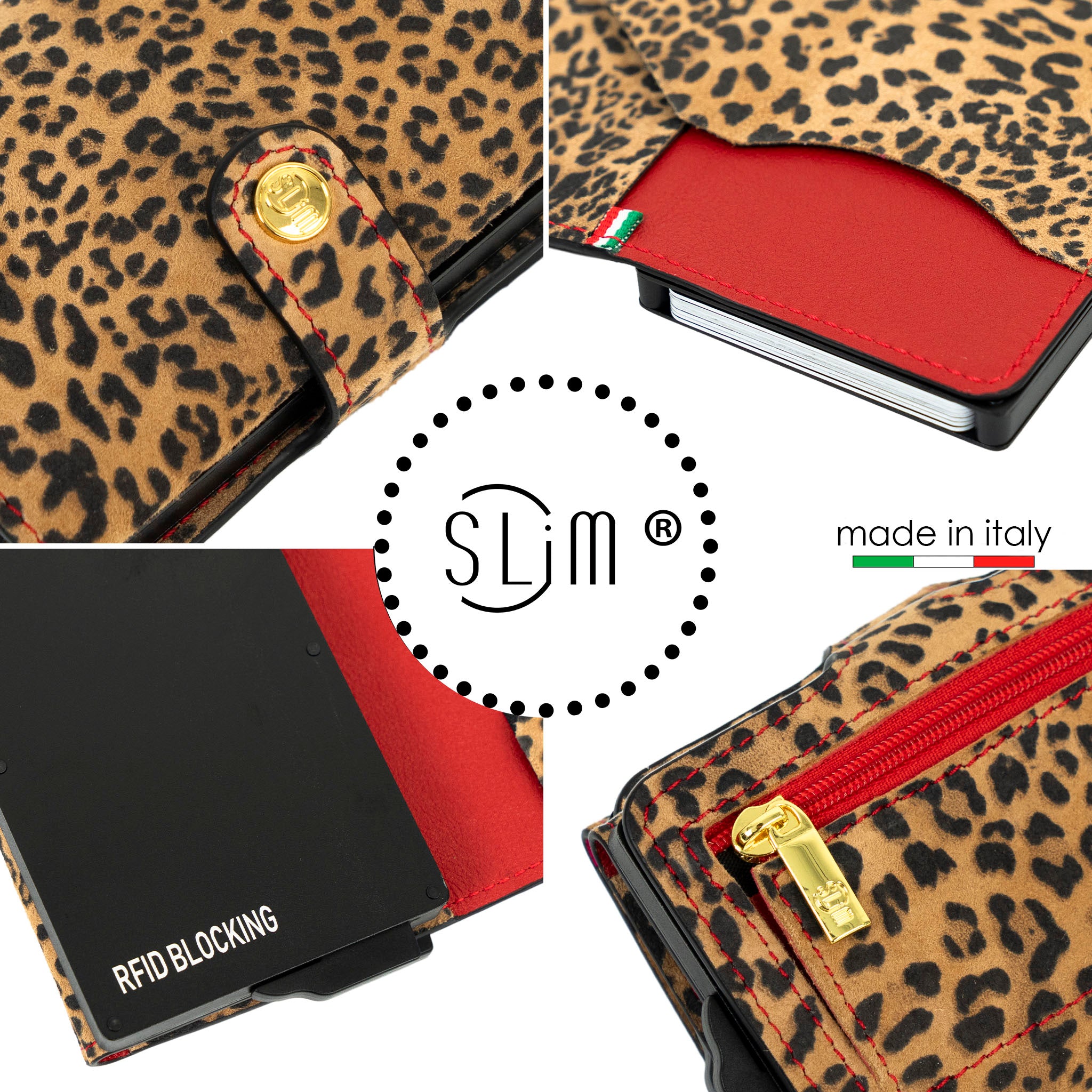 SLim Vera Pelle Portafoglio Animalier Scamosciato Classic