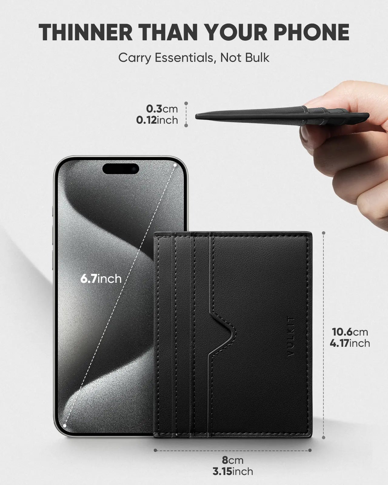VULKIT Card Holders VW132 portacarte pelle nero slim RFID 7 carte