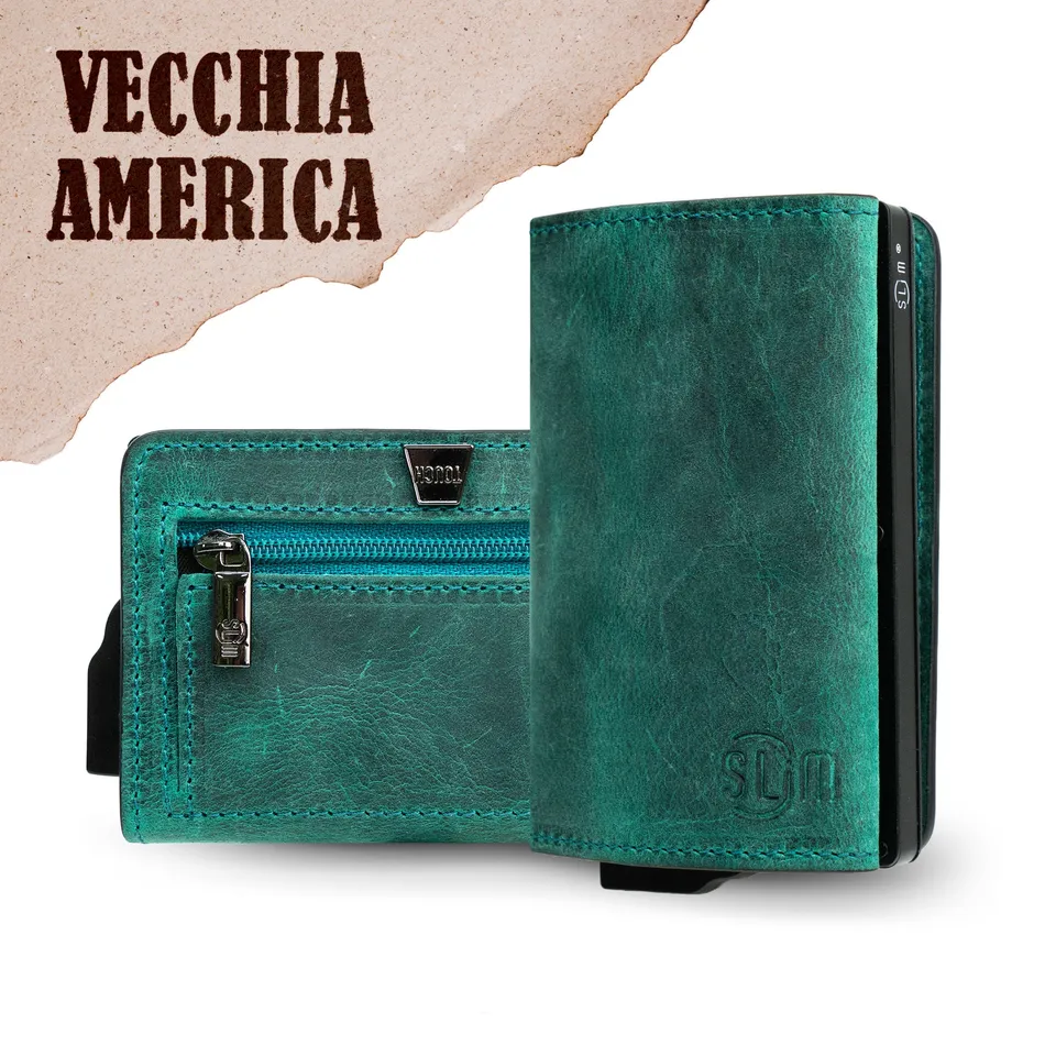 SLim SLim Touch Crazy portafoglio aquamarina RFID