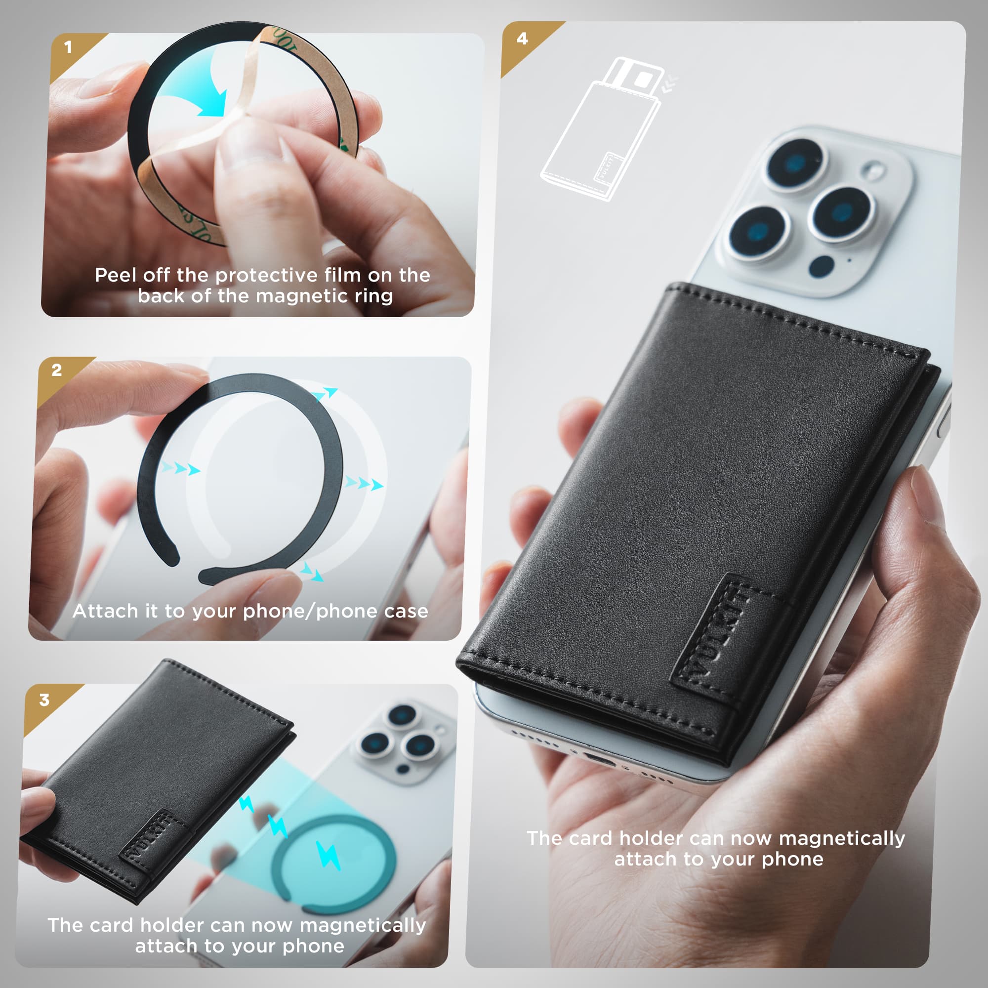 VULKIT Phone Case VPA111 portacarte iPhone nero Nappa