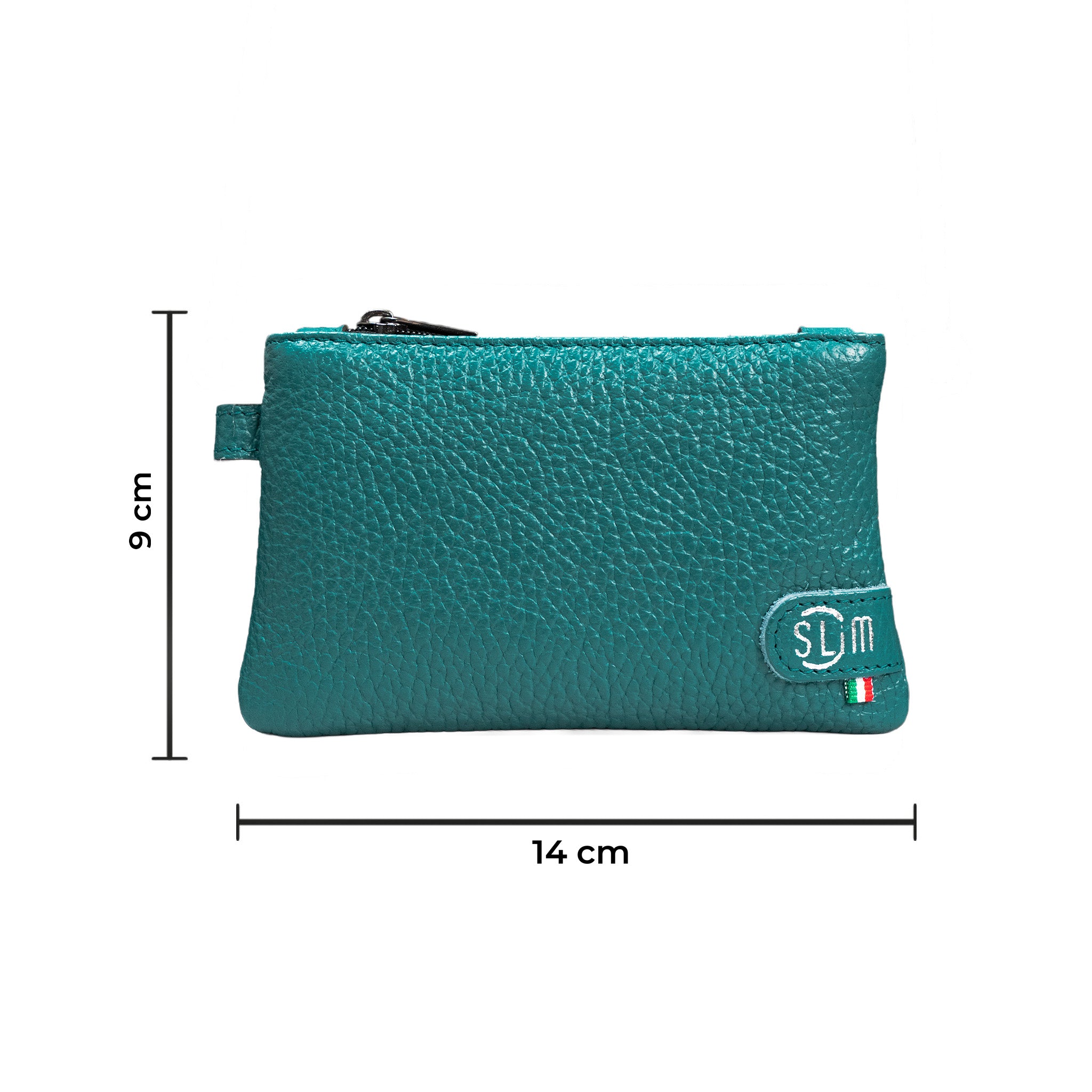 SLim Mini Pochette Pelle Bottalato Petrolio