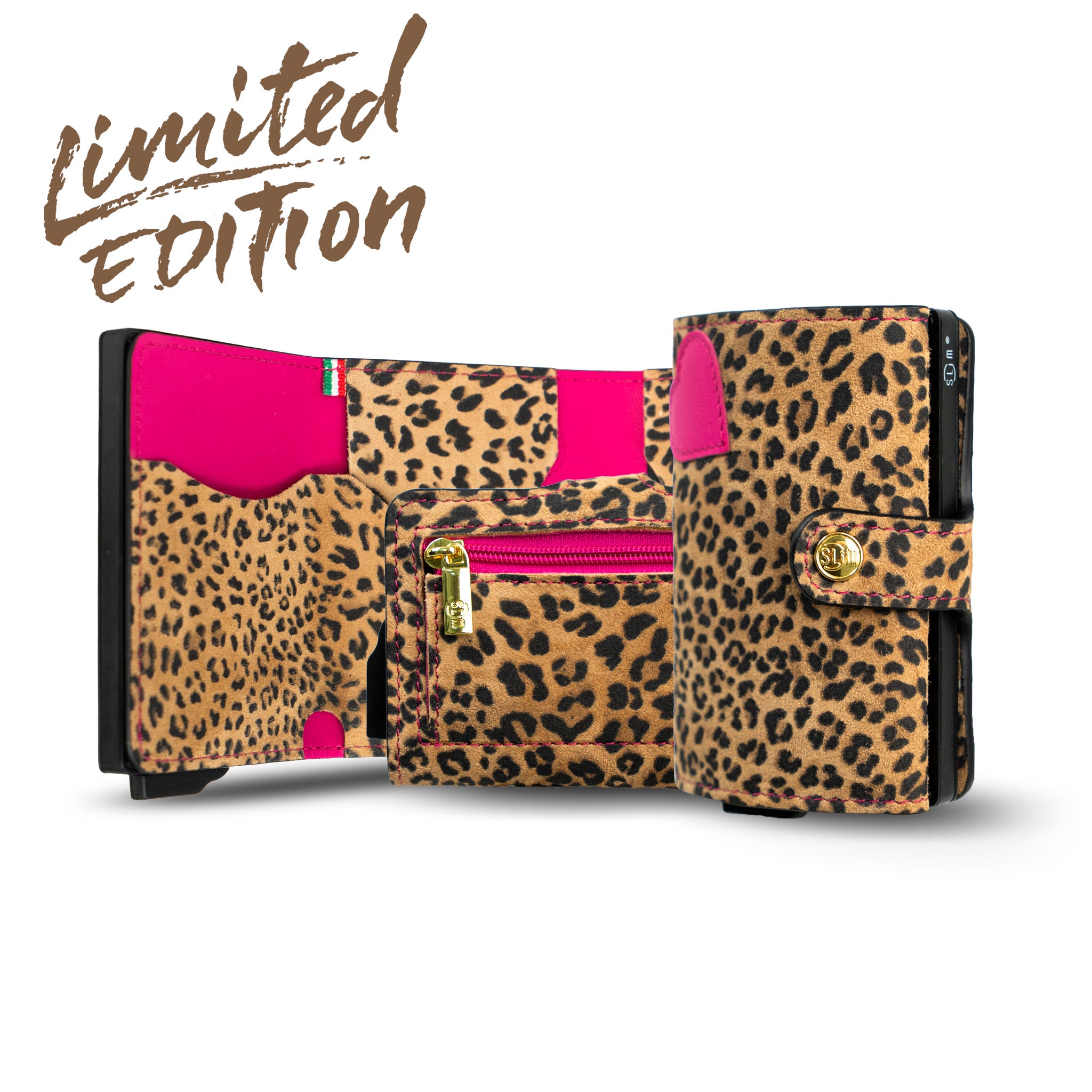 SLim Vera Pelle Portafoglio Animalier Scamosciato Classic