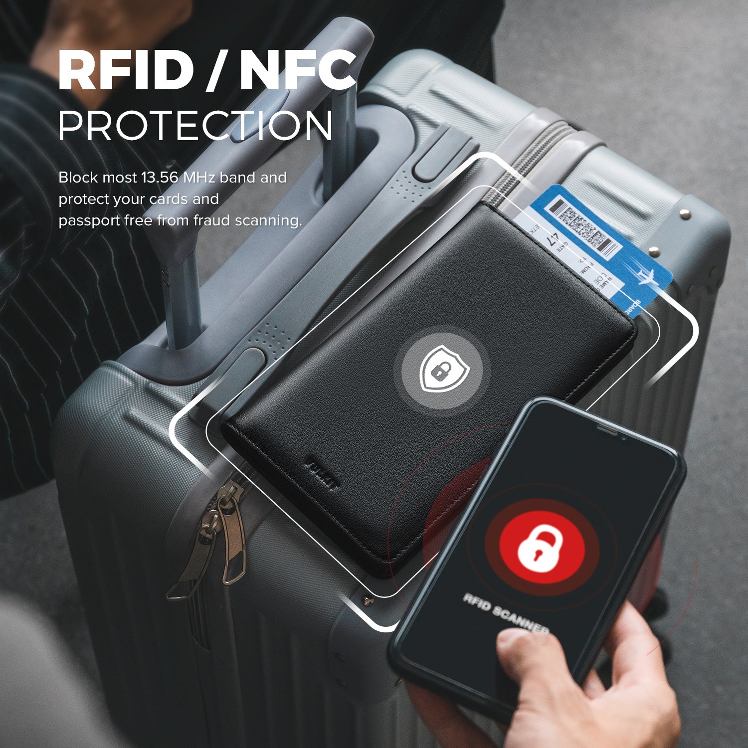 VULKIT VPW100P Portapassaporto Pelle Grigio RFID Viaggio