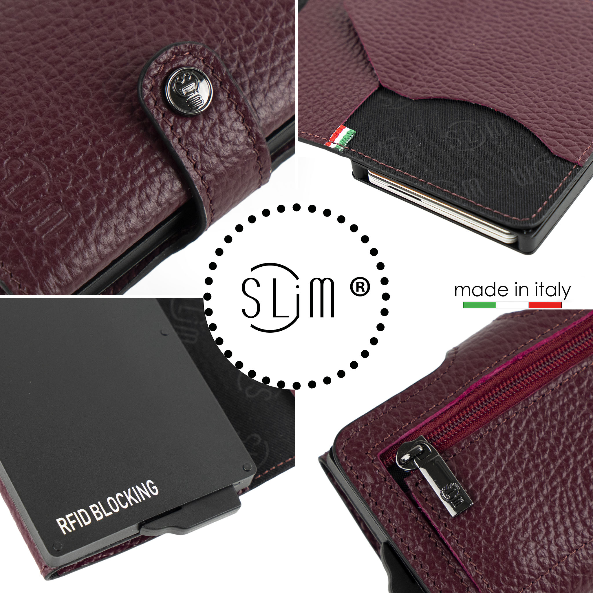SLim Bottalato porta carte vinaccio RFID 12 carte
