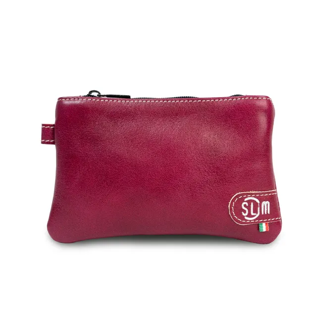 SLim Mini Pochette Vera Pelle Fucsia Piccola
