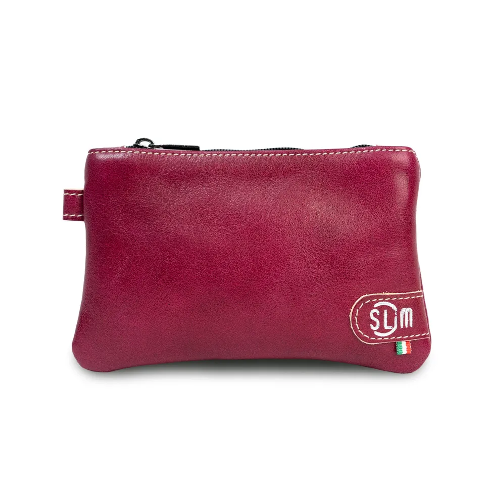 SLim Mini Pochette Vera Pelle Fucsia Piccola