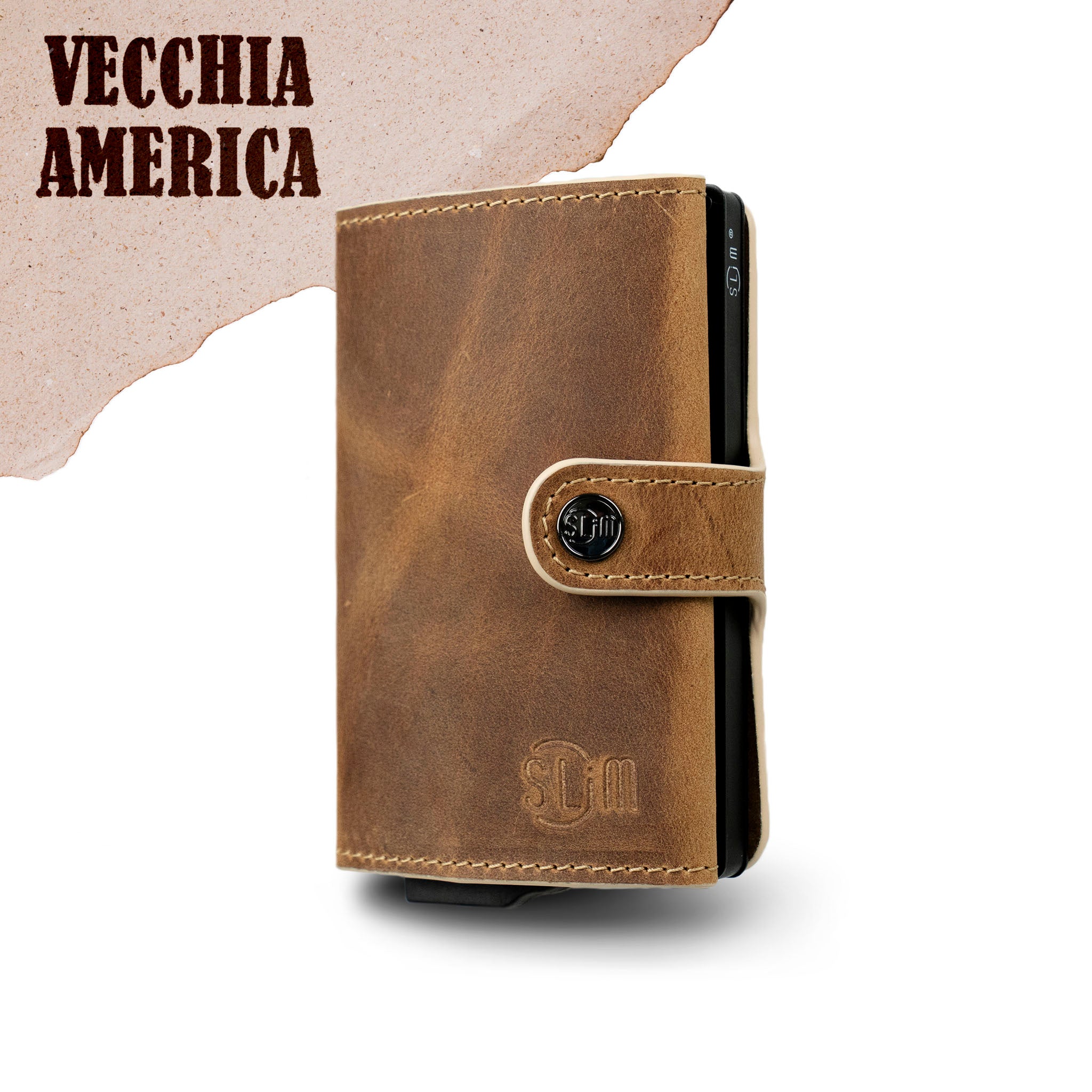 SLim Crazy Horse Portafoglio Pelle RFID 12 Carte Brown