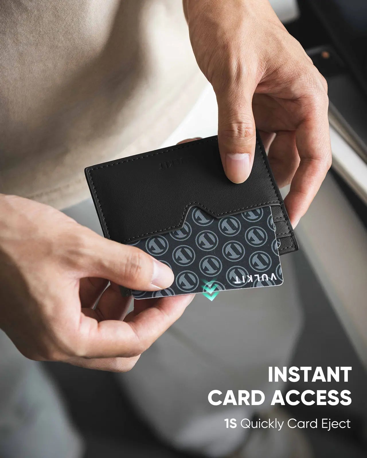 VULKIT Card Holders VW132 portacarte pelle nero slim RFID 7 carte