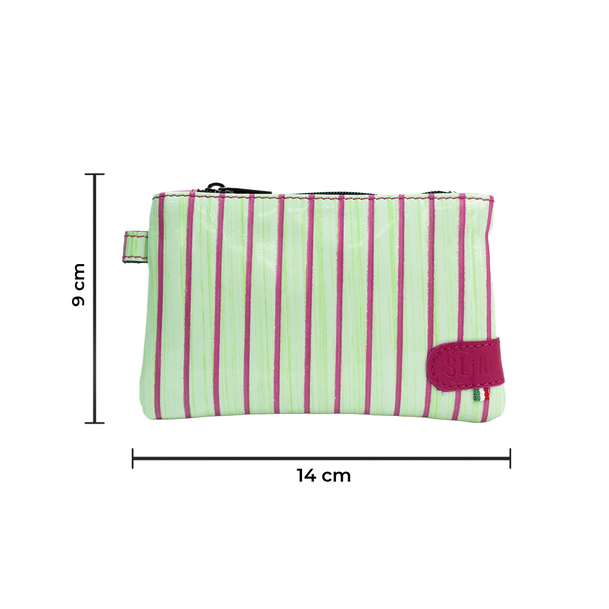 SLim Mini Pochette Lollipop Verde Fucsia Pelle Piccola