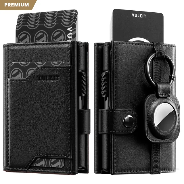 VULKIT VC311P portafoglio uomo pelle nero AirTag RFID pop-up