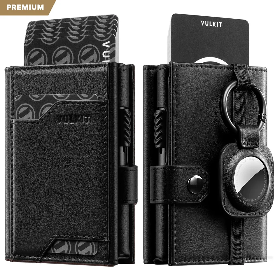 VULKIT VC311P portafoglio uomo pelle nero AirTag RFID pop-up