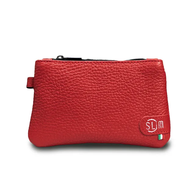 SLim Mini Pochette Vera Pelle Bottalato Rosso