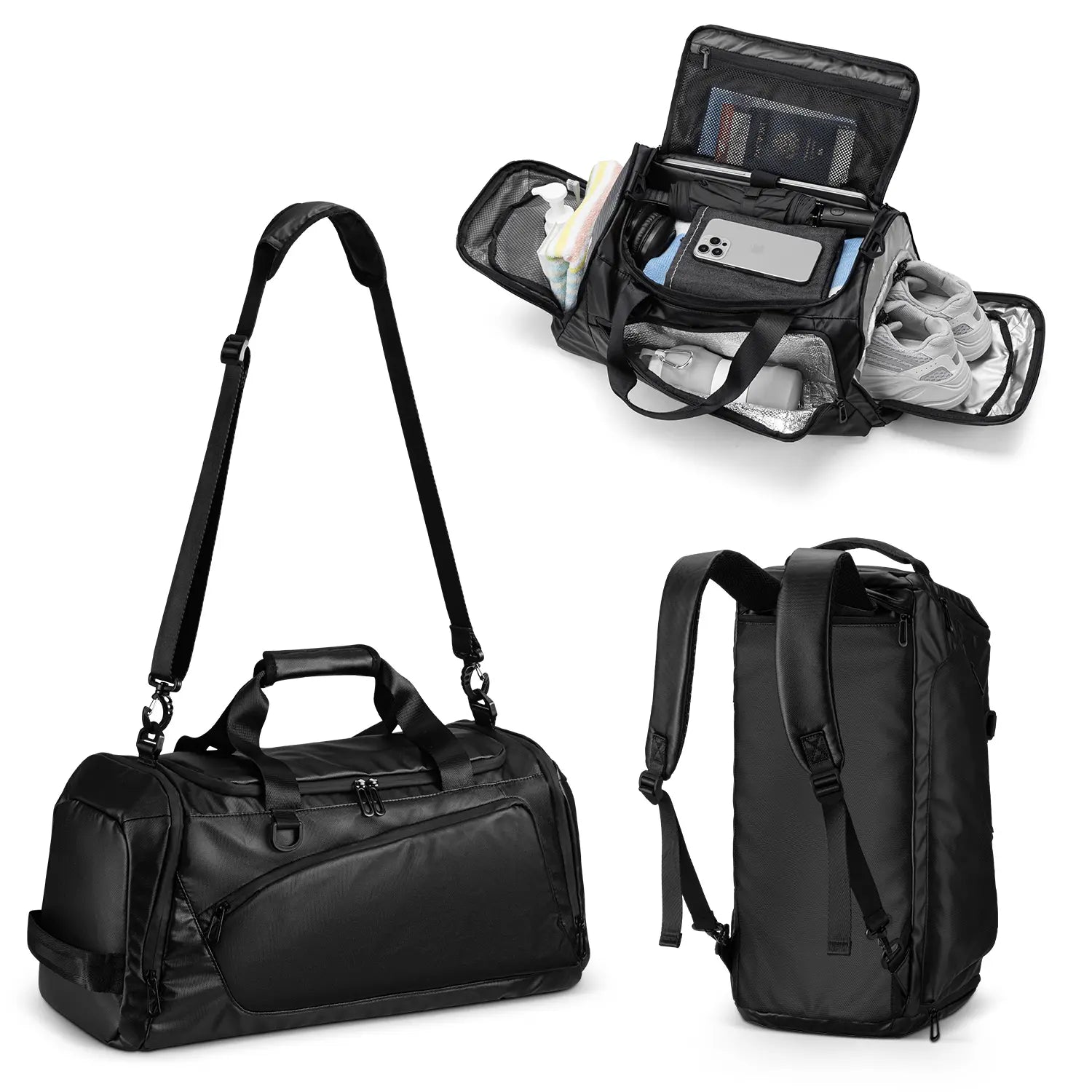 VULKIT VBP102 zaino viaggio 55L nero 3-in-1 idrorepellente