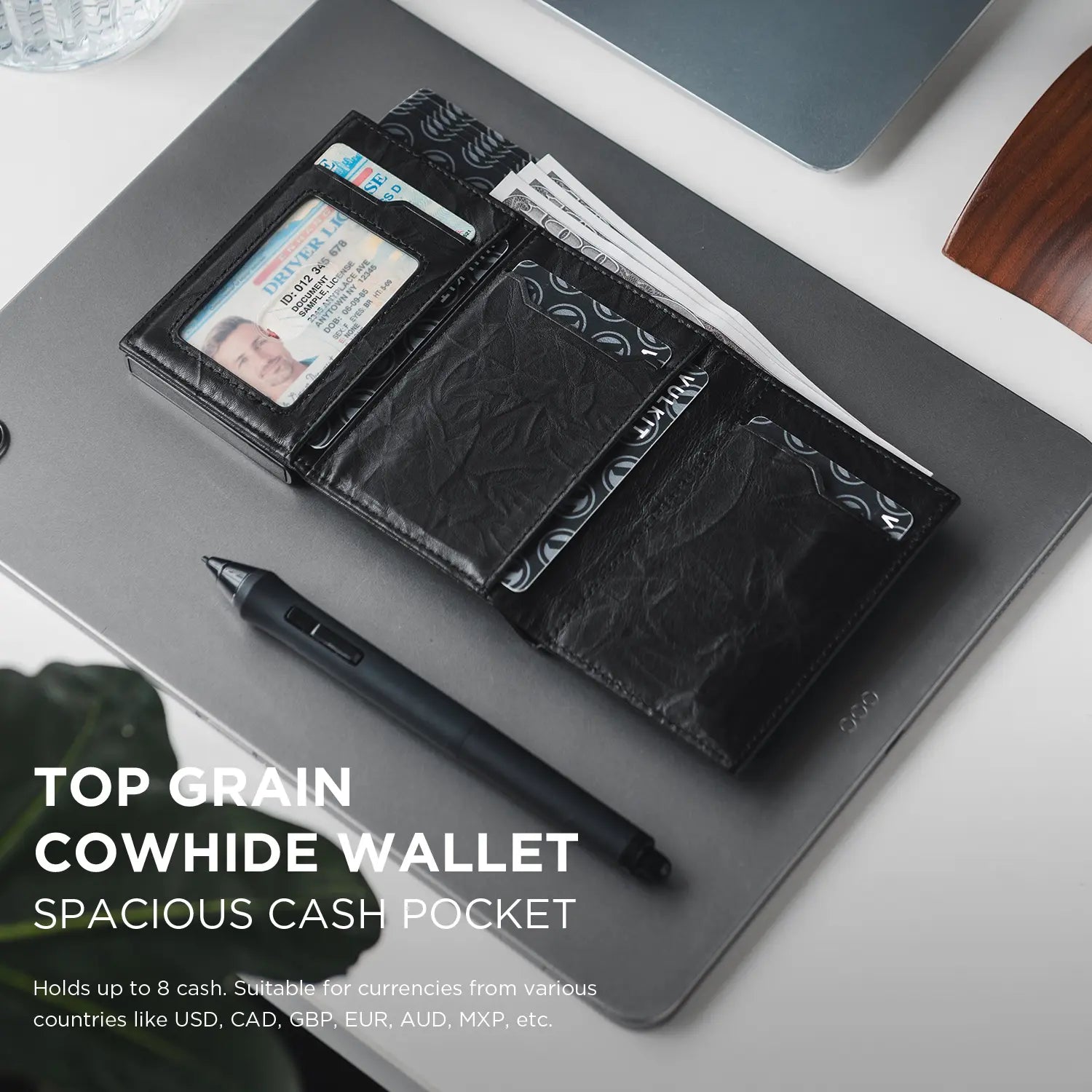 VULKIT Pop Up Wallet VC302P portafoglio pelle nero RFID