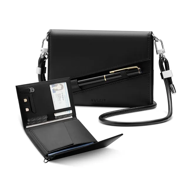 VULKIT VPW105 Portapassaporto Pelle Nero RFID Slim