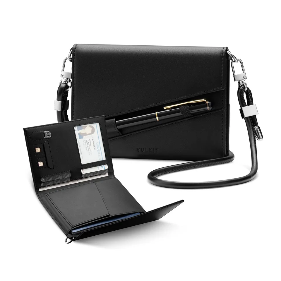 VULKIT VPW105 Portapassaporto Pelle Nero RFID Slim