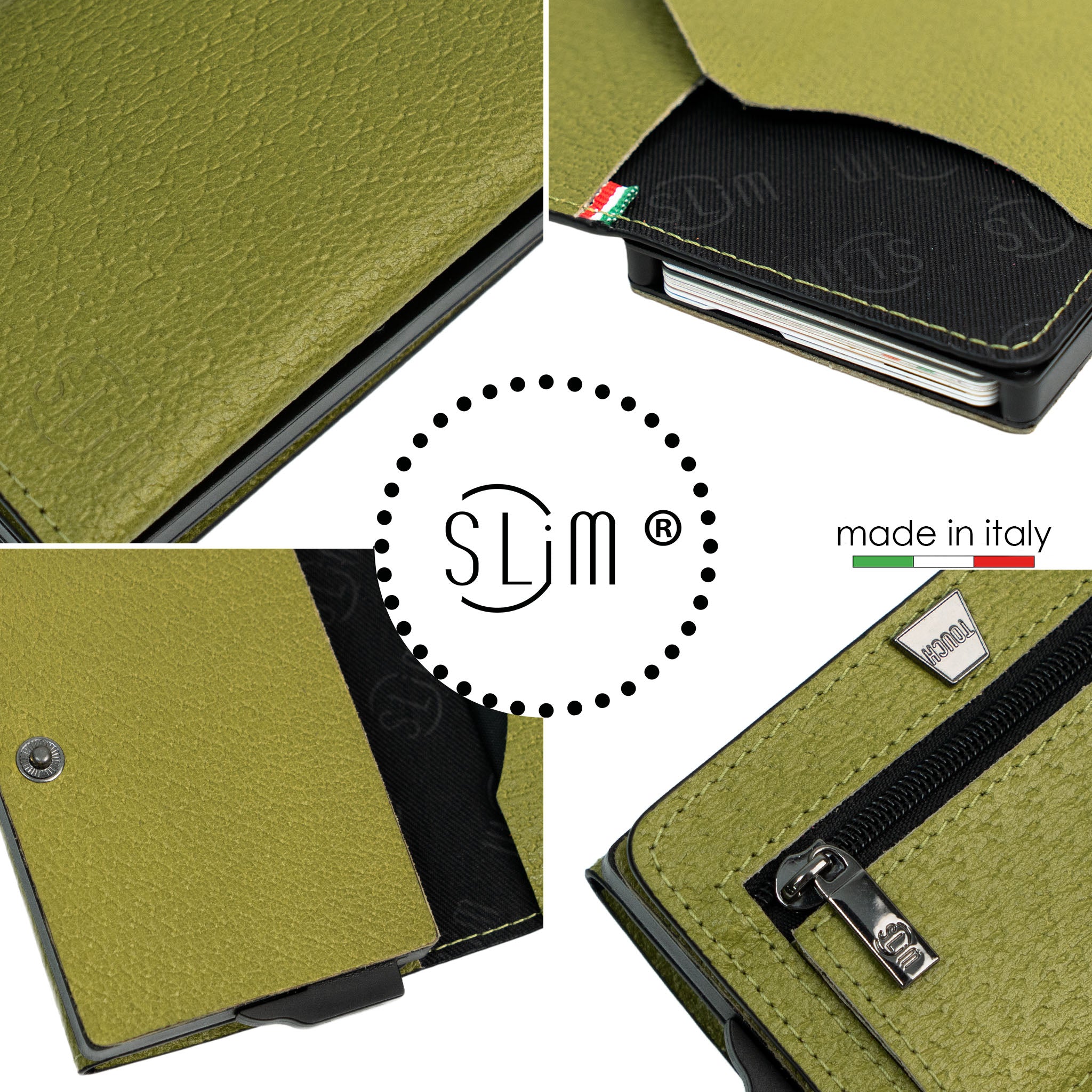 SLim Touch Verde Pistacchio portafoglio cinghialino