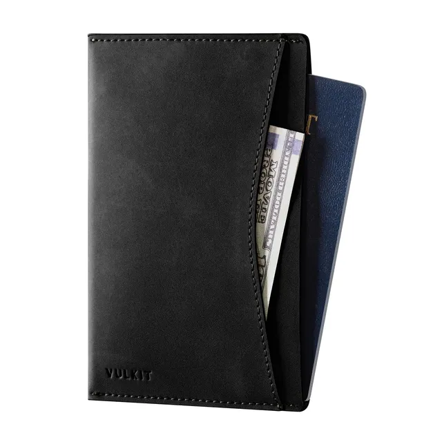 VULKIT Passport VPW117 cover passaporto pelle nera slim RFID