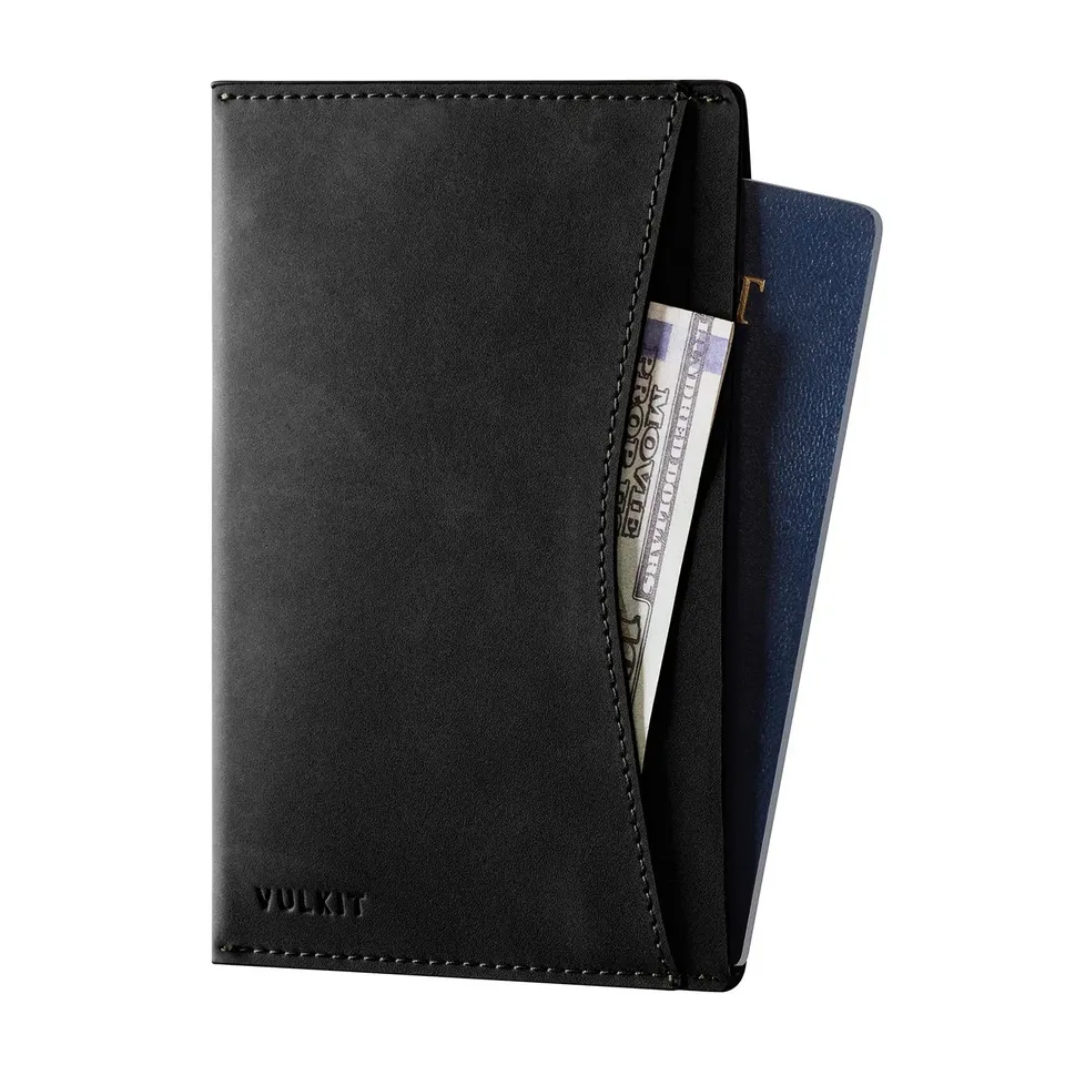 VULKIT Passport VPW117 cover passaporto pelle nera slim RFID