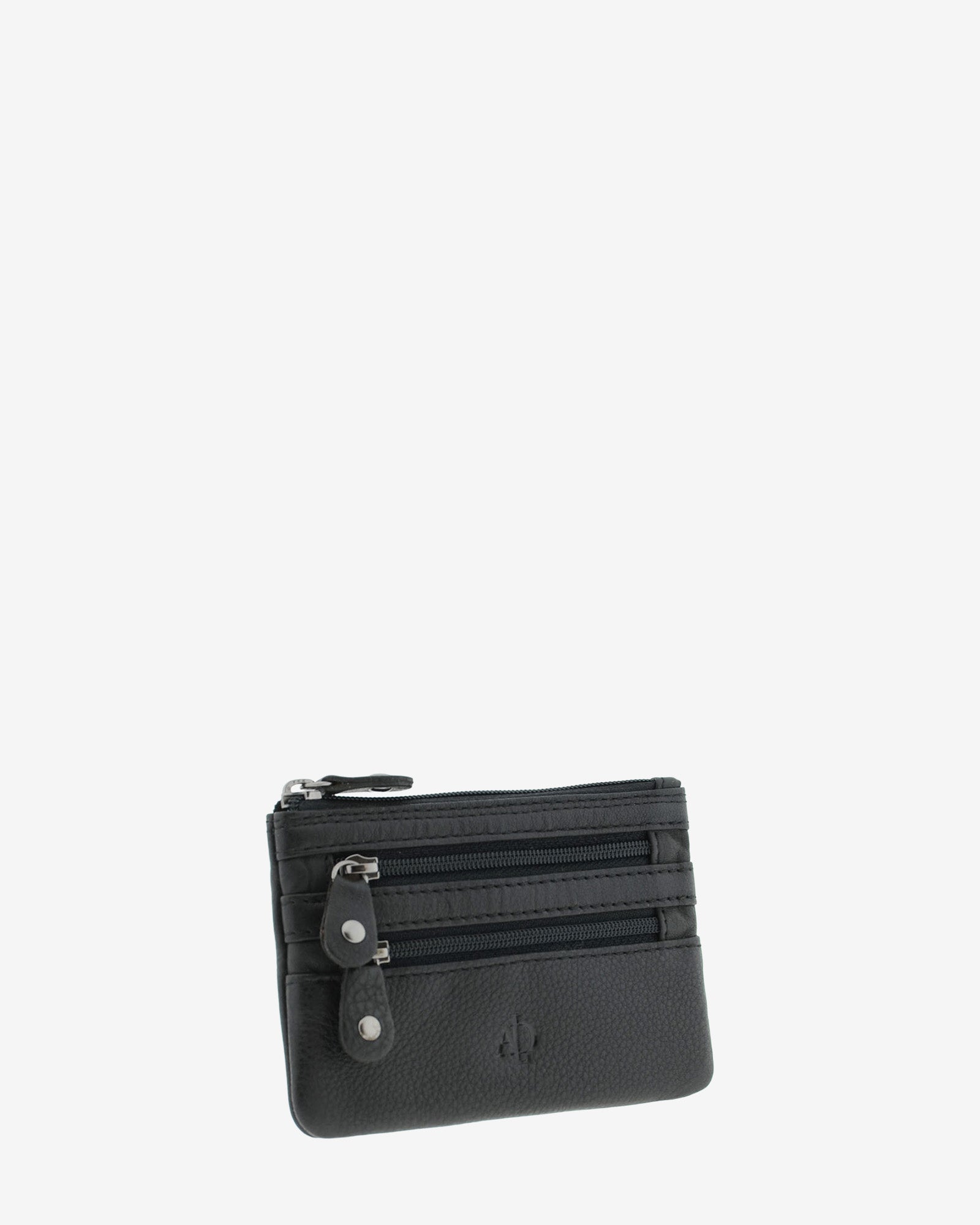 Adapell 8072 portamonete nero tripla cerniera pelle