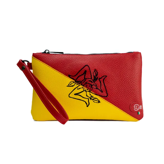 SLim Pochette Polsiera Sicilia Trinacria pochette pelle 23 cm