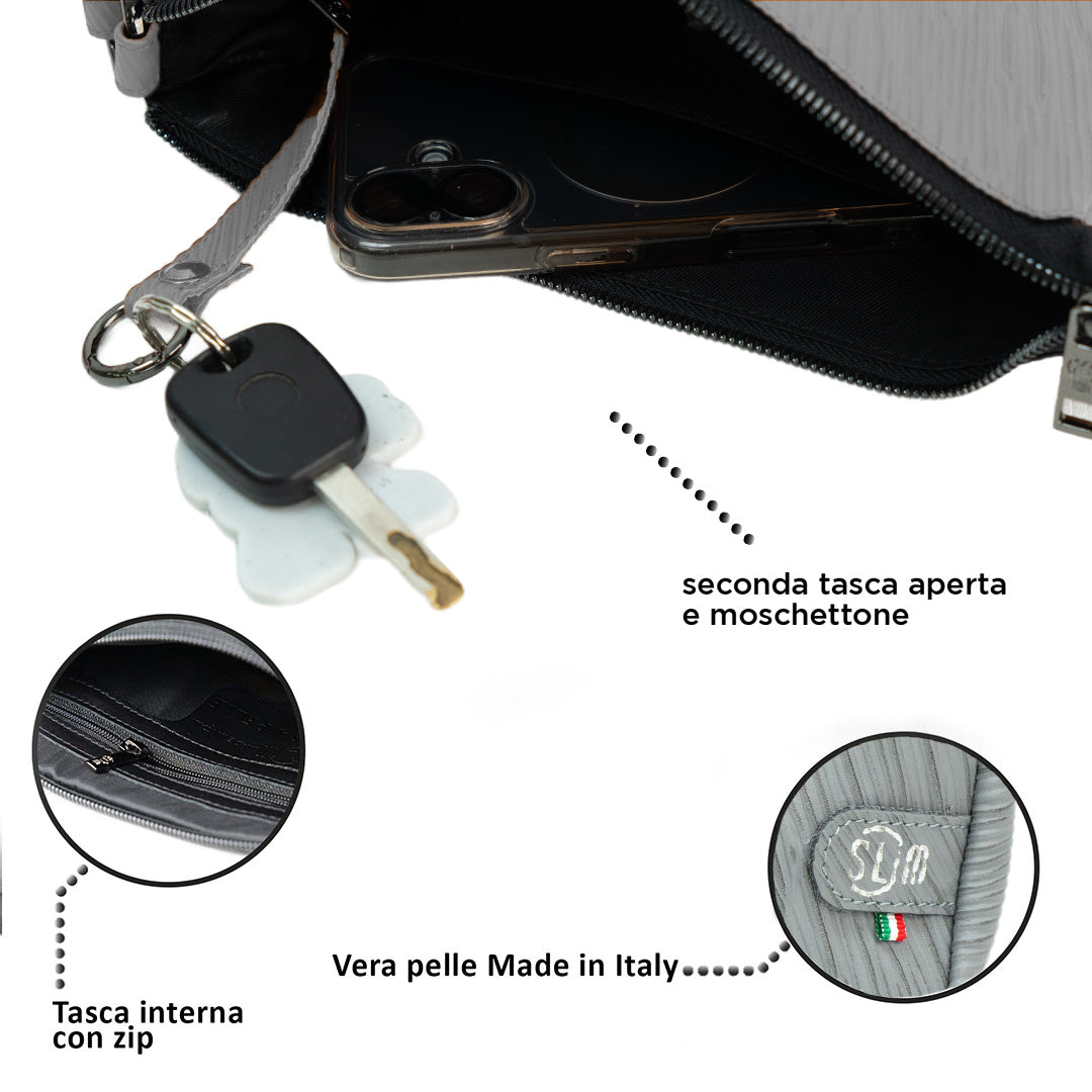 SLim Pochette Max Epi Grigio Pochette Pelle Capiente