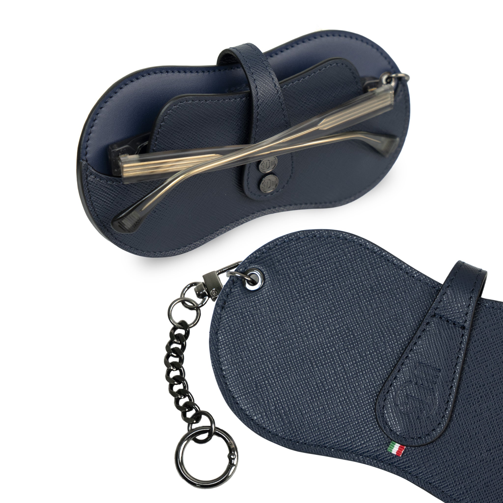 SLim Vision Portaocchiali Pelle Saffiano Blu