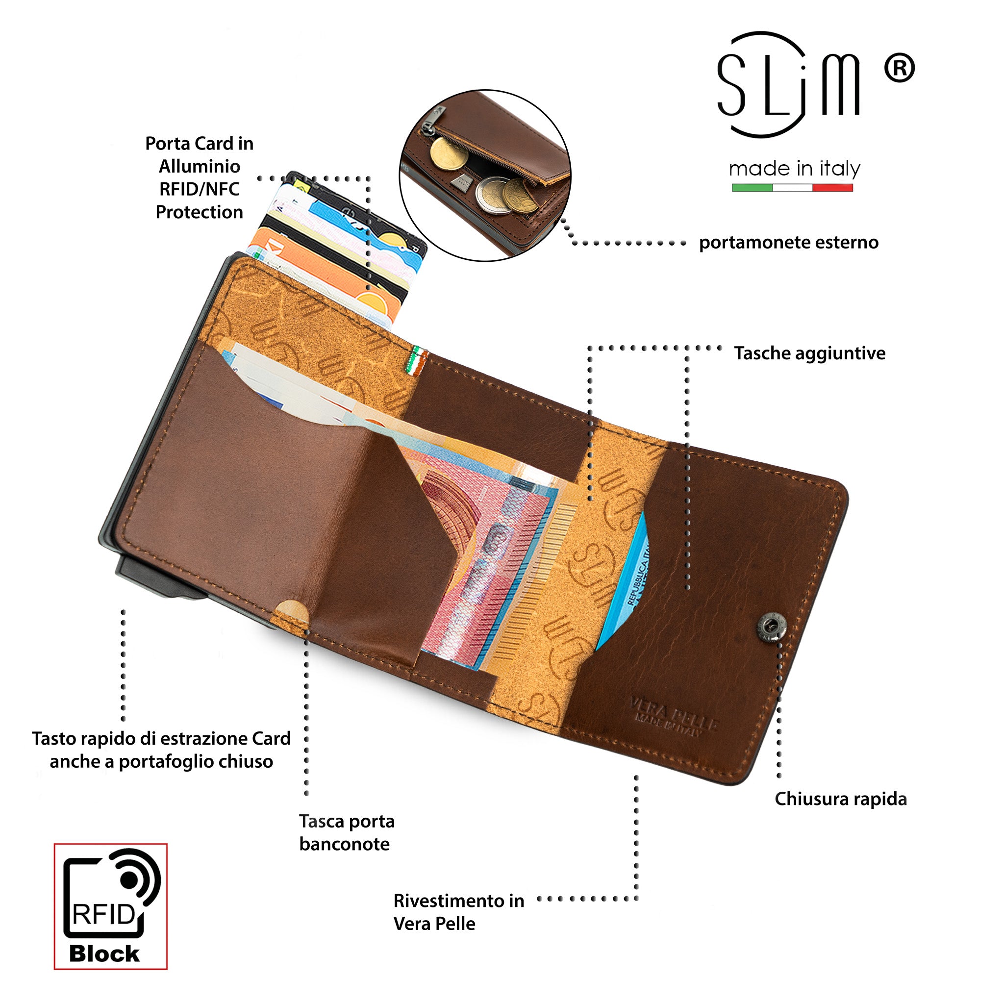 SLim Touch Portafoglio Crazy Horse Cerato RFID