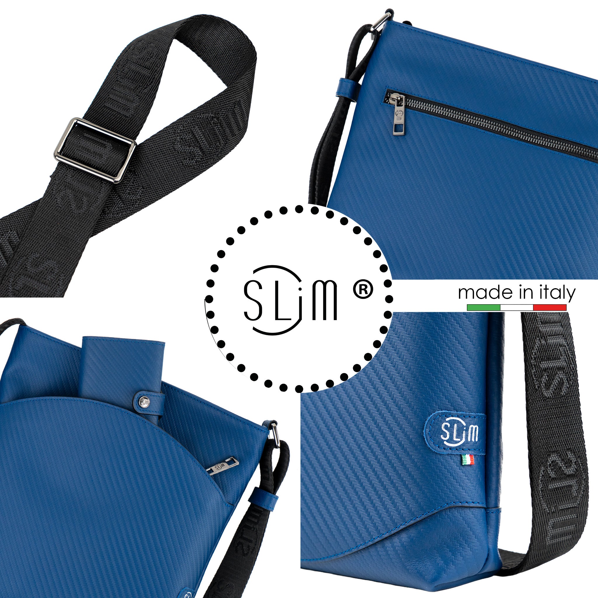 SLim Bag SLim mini borsa pelle Carbon Blu