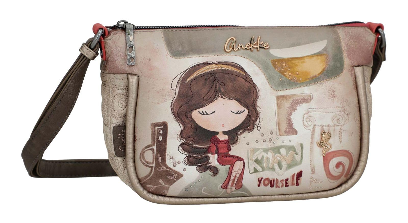 Anekke Muse borsa a tracolla ovale stampa Grecia
