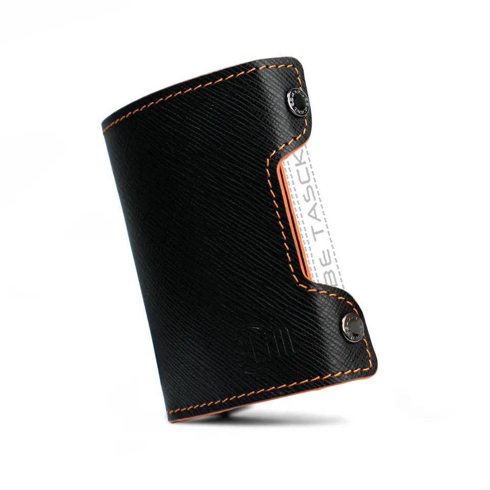 Be Tasck Cover Pelle Saffiano Nero Arancio Smartphone