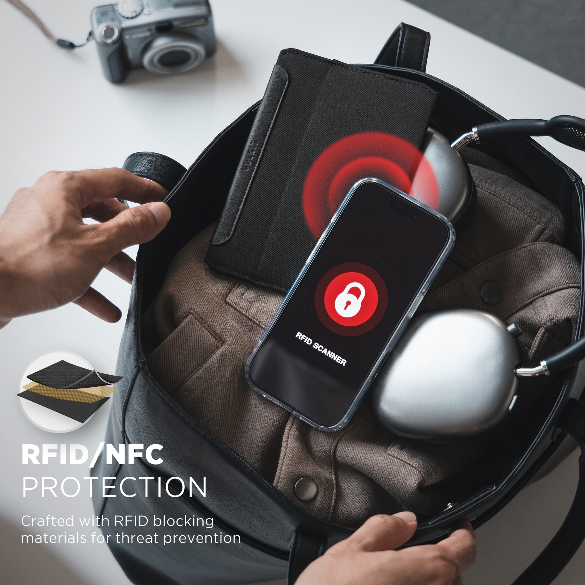 VULKIT Passport Card Holder VPW121 portapassaporto RFID nero