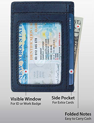Corkor Wallets portafoglio uomo sughero blu slim 3 carte