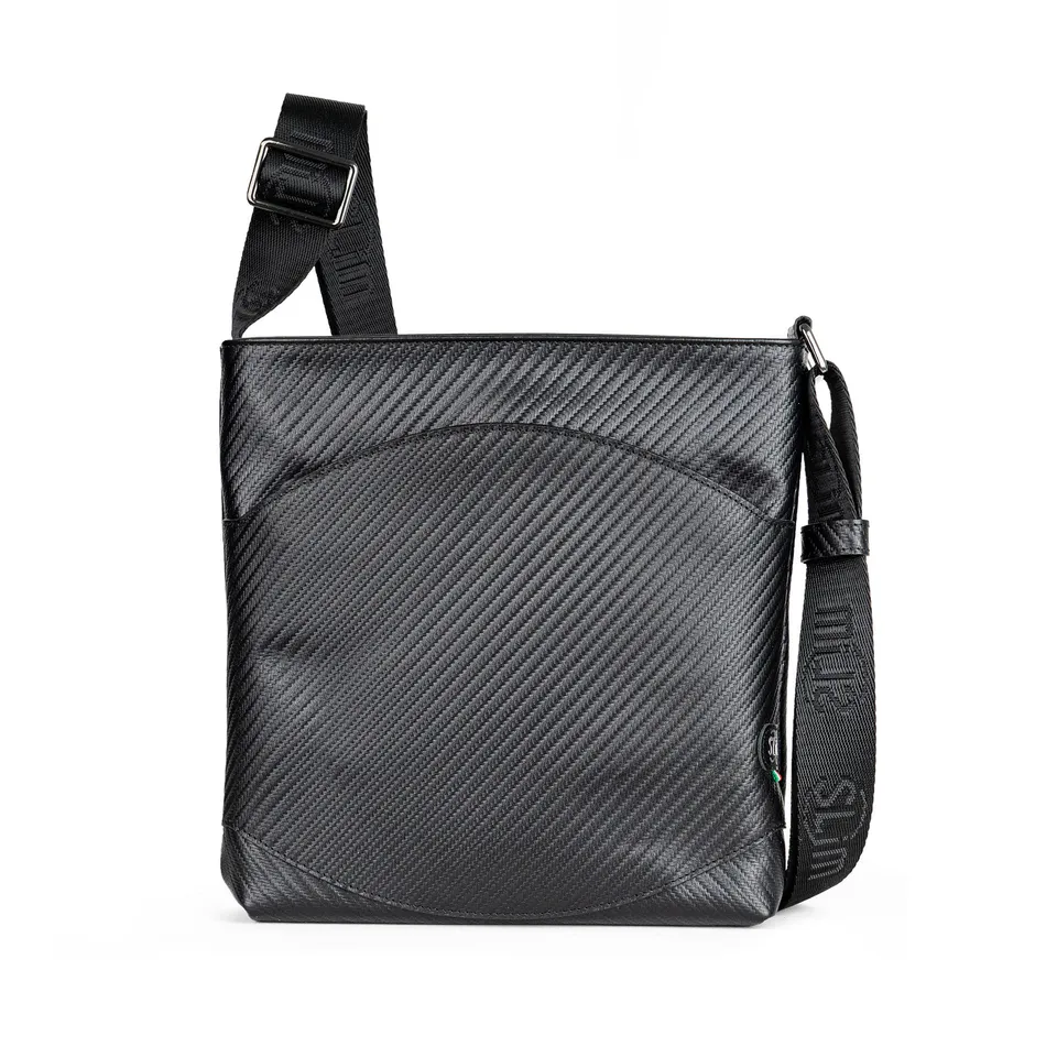 SLim Bag borsa vera pelle carbon nero 23x24 cm