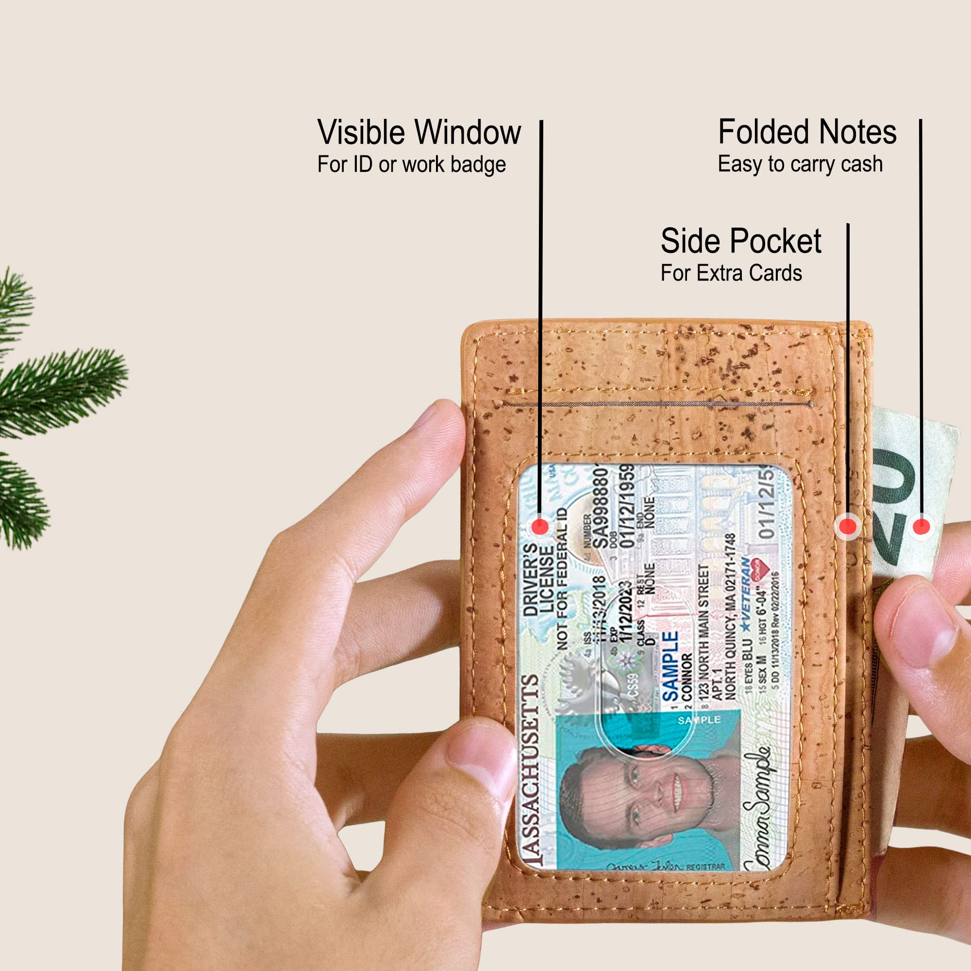 Corkor Wallets Portafoglio Sughero Marrone Chiaro Vegan RFID