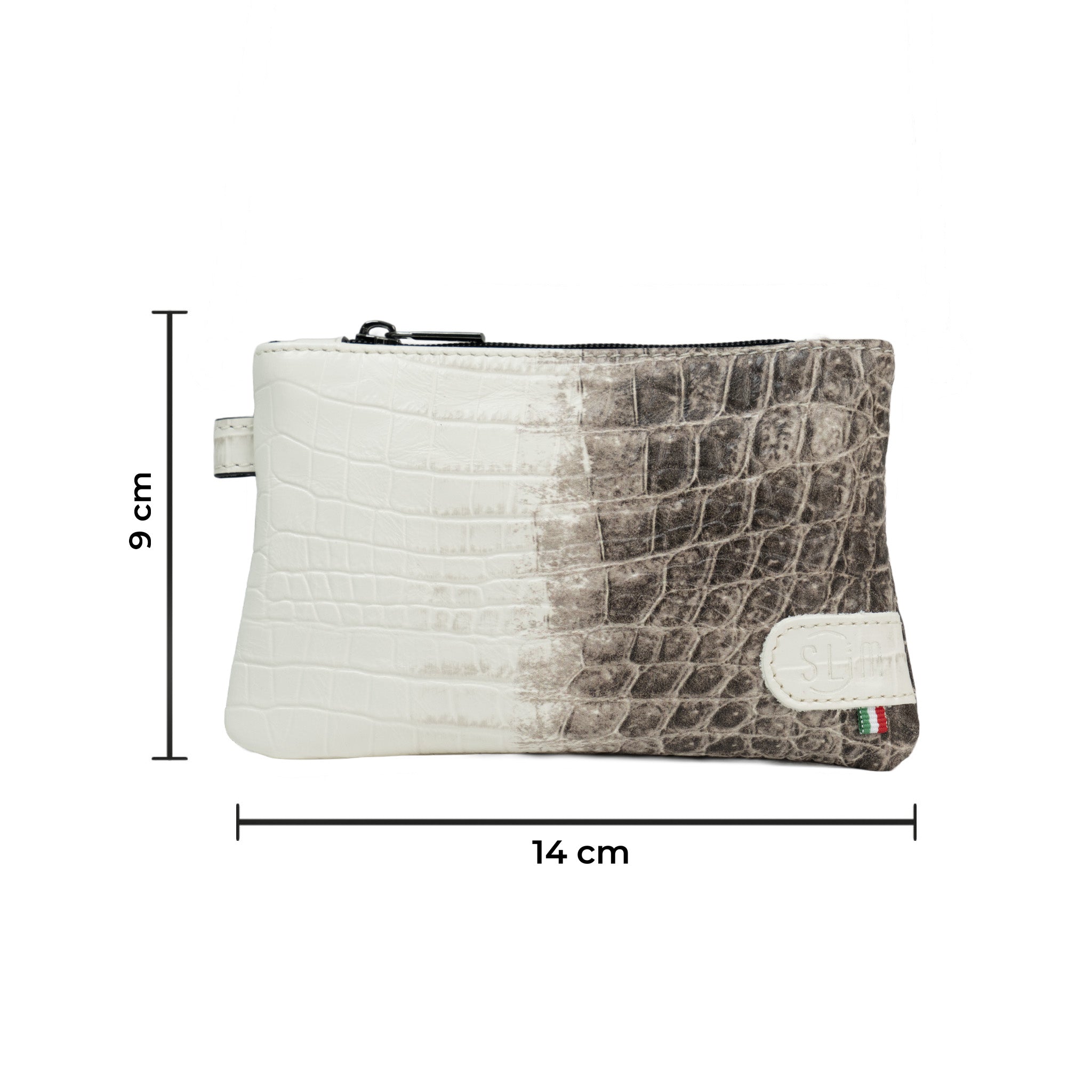 SLim Mini Pochette cocco beige in vera pelle portamonete