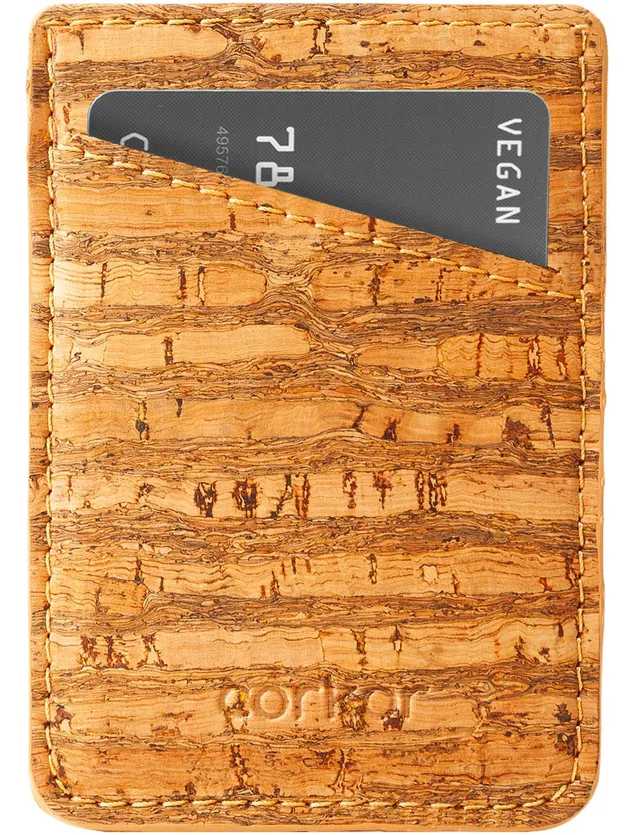 Corkor Wallets Portafoglio Uomo Sughero Rosso Marrone Sottile