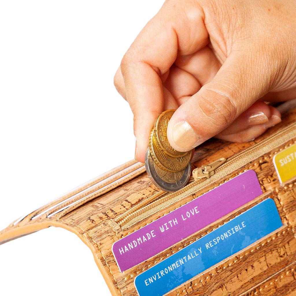 Corkor Wallets Portafoglio Zebra Bottone RFID