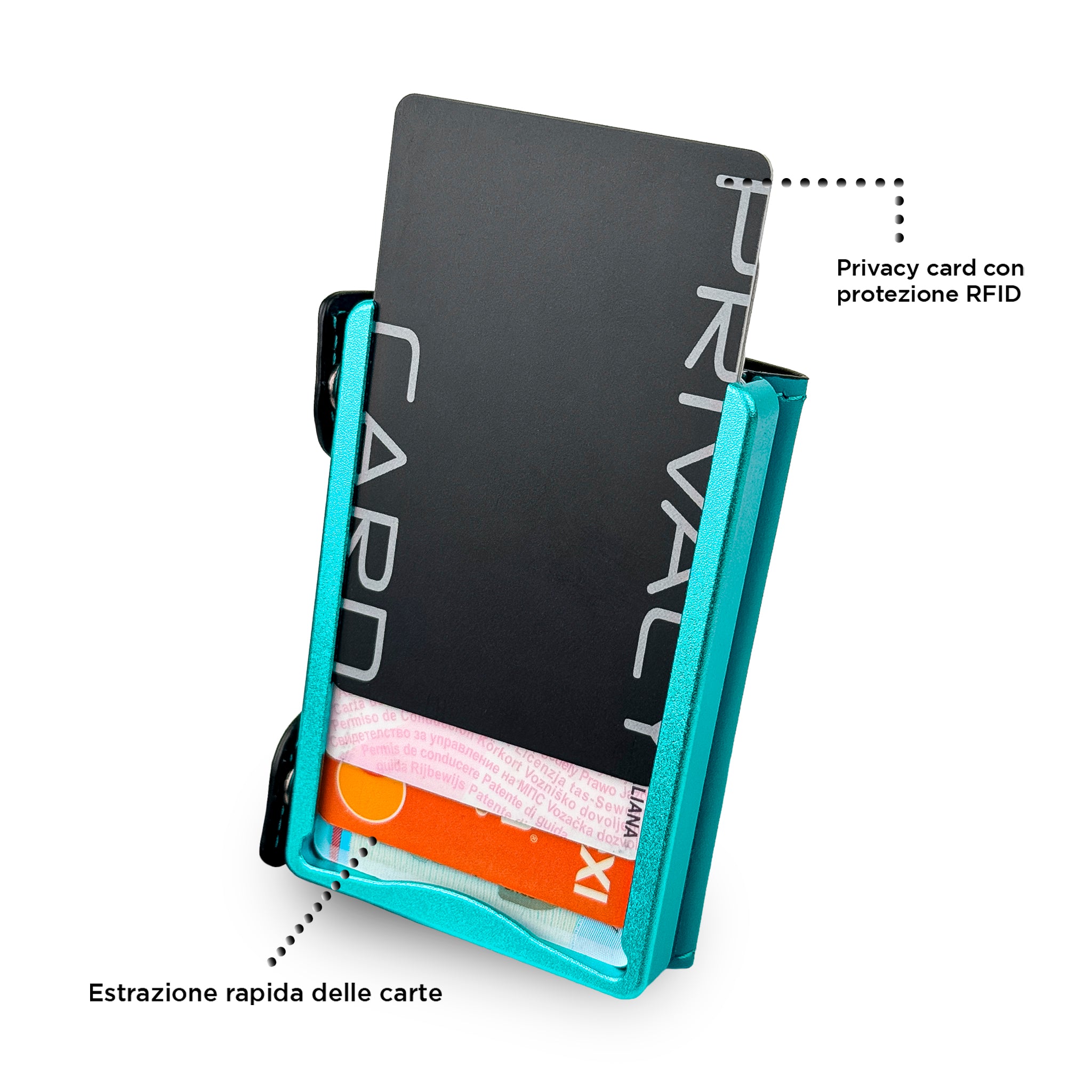 SLim Be Tasck Portafoglio Pelle Liscia Turchese e Nero