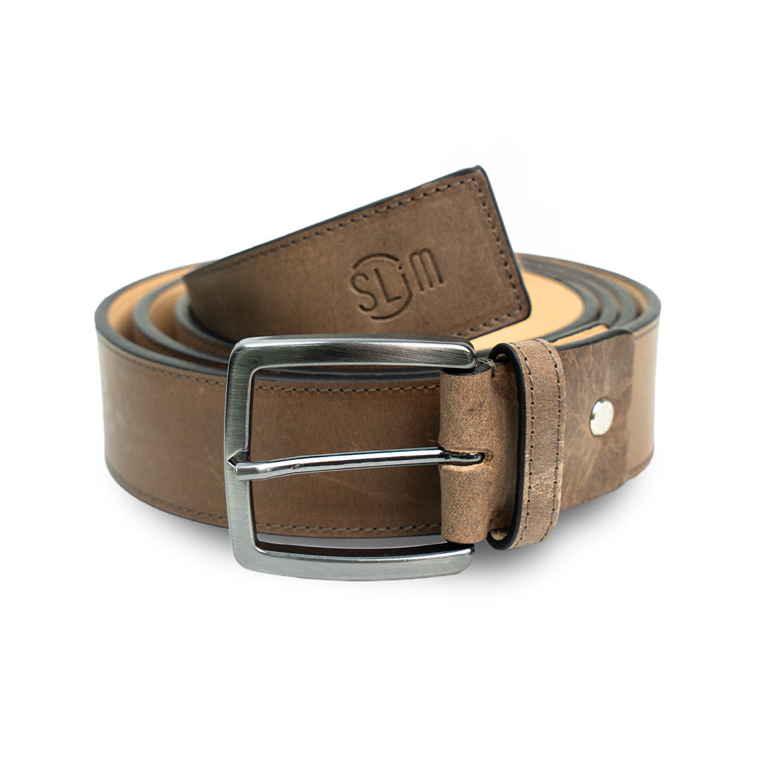 SLim Cinture cintura crazy fango 40mm pelle uomo