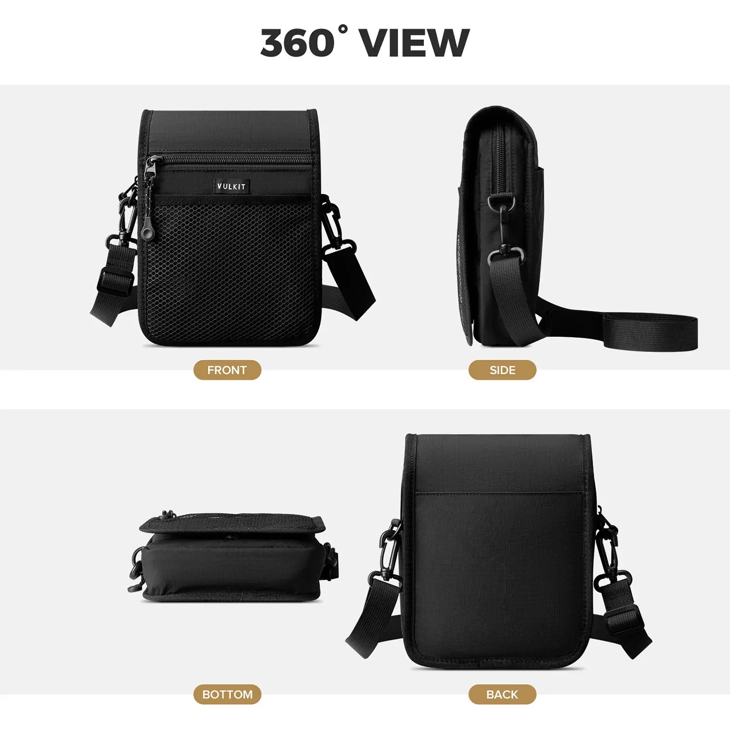 VULKIT Bags VB104 borsa messenger tracolla nera leggera