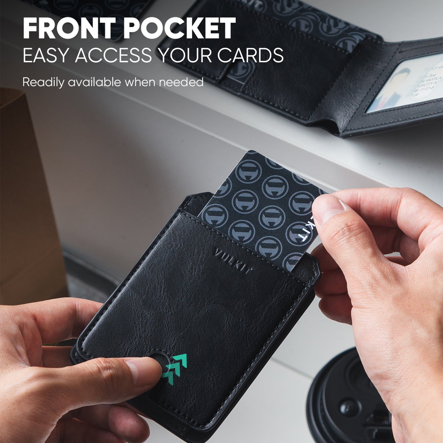 VULKIT AirTag Holder Wallet VW127 portafoglio RFID nero