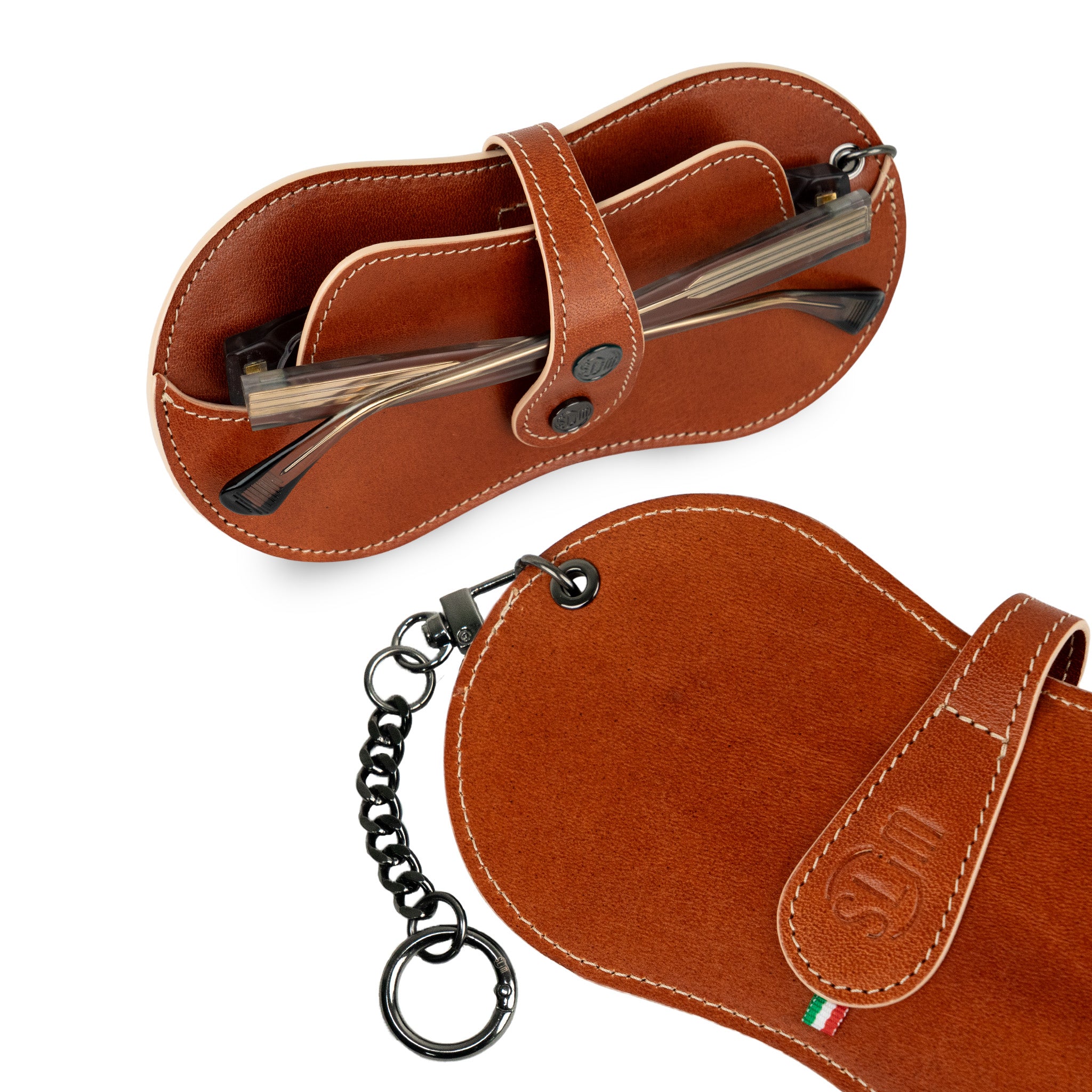 SLim Vision Portaocchiali Vera Pelle Cognac Concia Vegetale