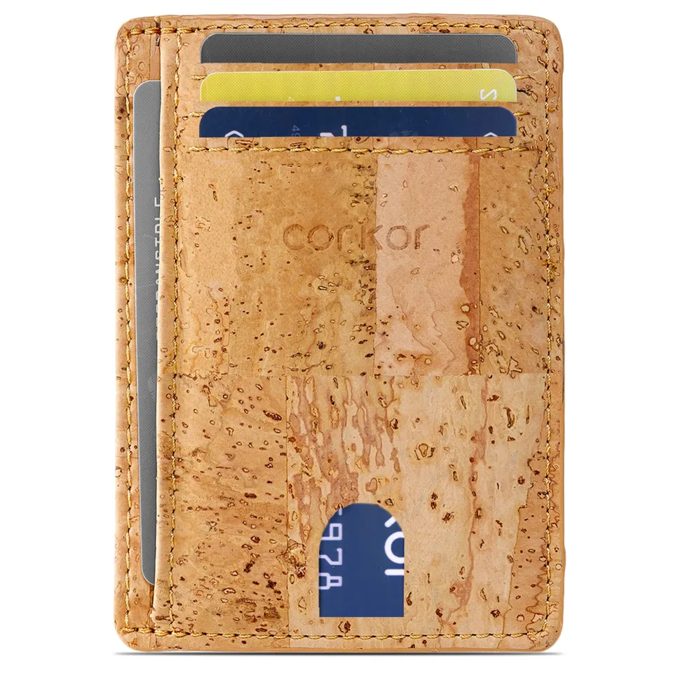 Corkor Wallets Portafoglio Sughero Marrone Chiaro Vegan RFID