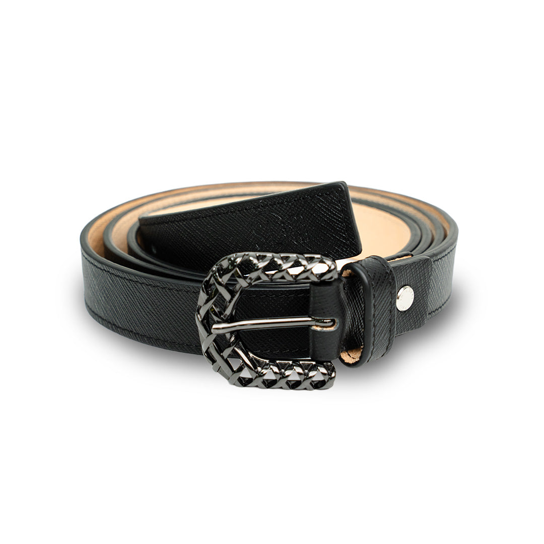 SLim Cinture cintura Saffiano Nero 25mm taglia 85
