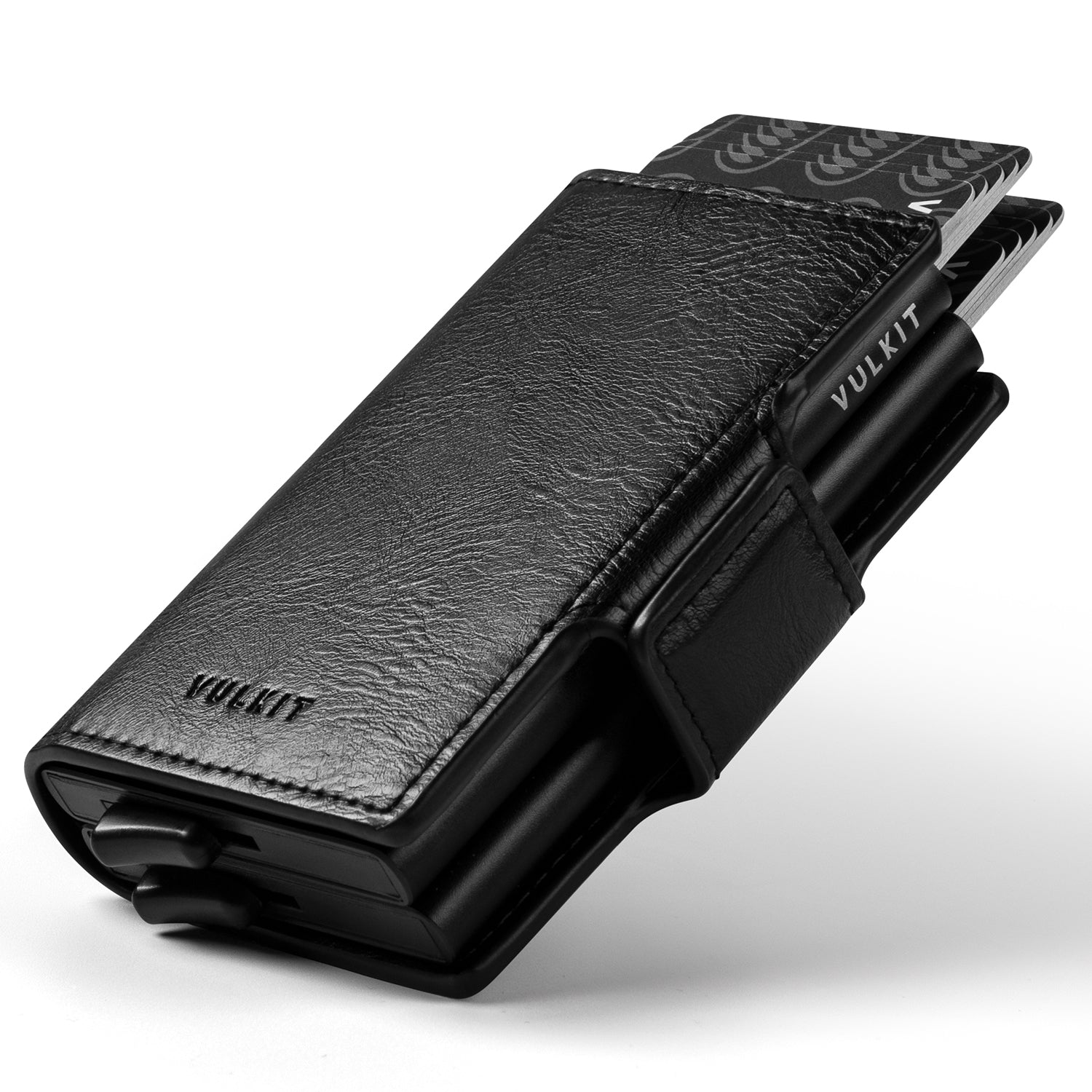 VULKIT VC200d Portafoglio Pelle Nero Alluminio RFID 14 Carte