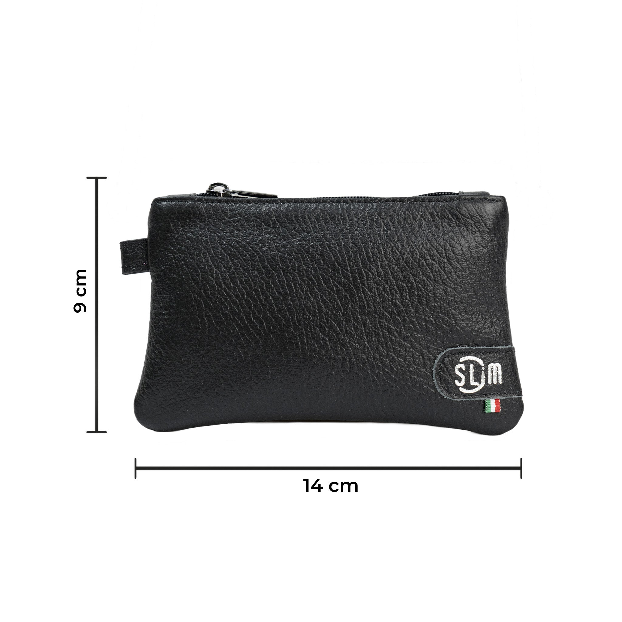 SLim Mini Pochette Pelle Bottalato Nero